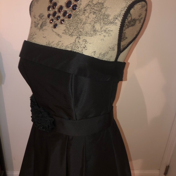 Strapless Black Taffeta Fit and Flare Dress, SZ 8 - Picture 6 of 8